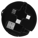 Кабель зарядный выдвижной USB Wingle  3-в-1 на Lightning, Micro-USB, Type-C «U50»  2,4 A, Quick Charge с подставкой для телефона, черный — изображение 3