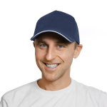 Кепка 5- панельная Salerno Heavy 350,  c белым сендвичем, темно-синяя — изображение 6